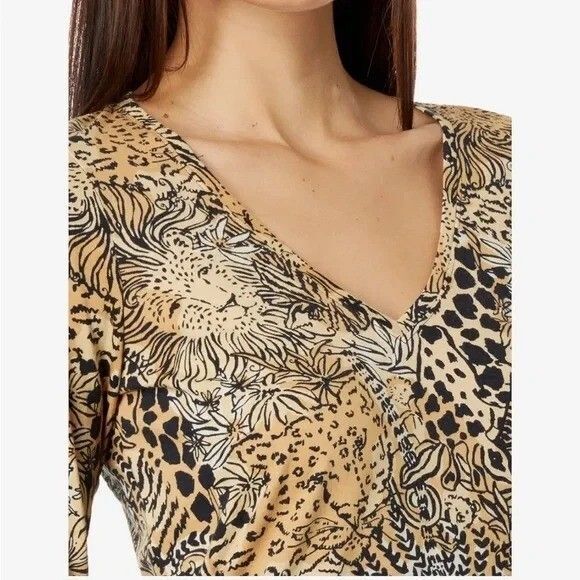 Lilly Pulitzer Tessa Tunic Mini Dress Animal Printed V Neck Cotton XL NEW 279541 - Picture 8 of 13